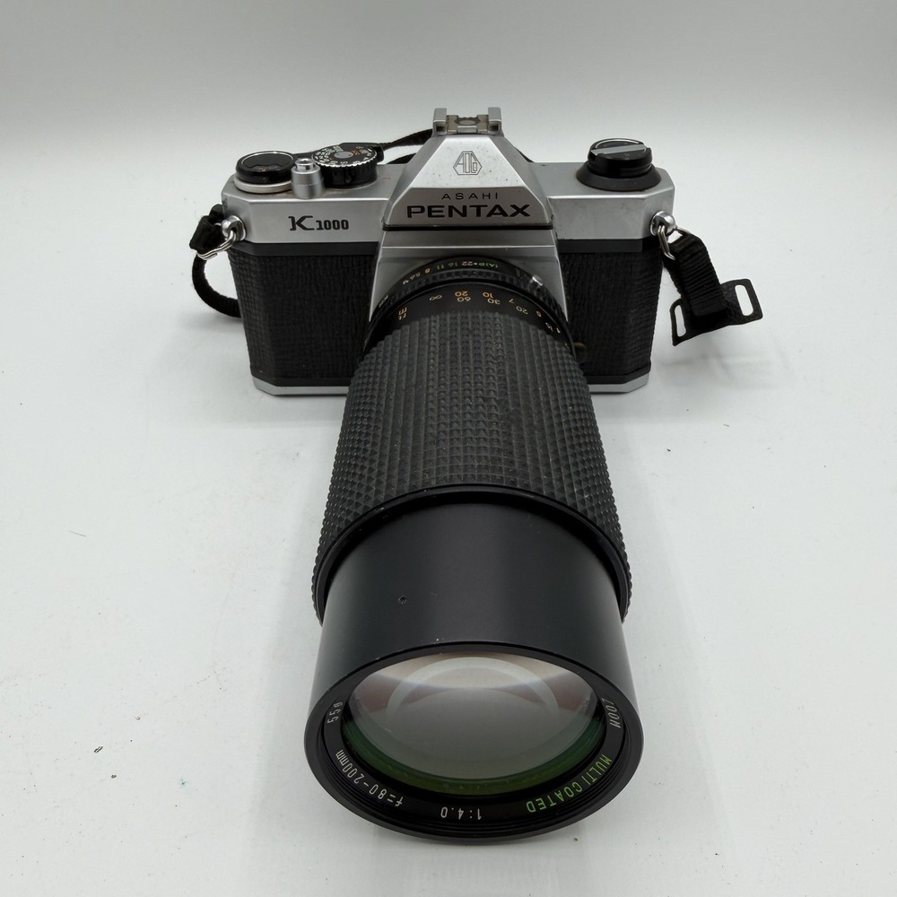 Asahi Pentax K1000 SE SLR Film Camera w/ Sears 80-200mm Lens - Tested & Working
